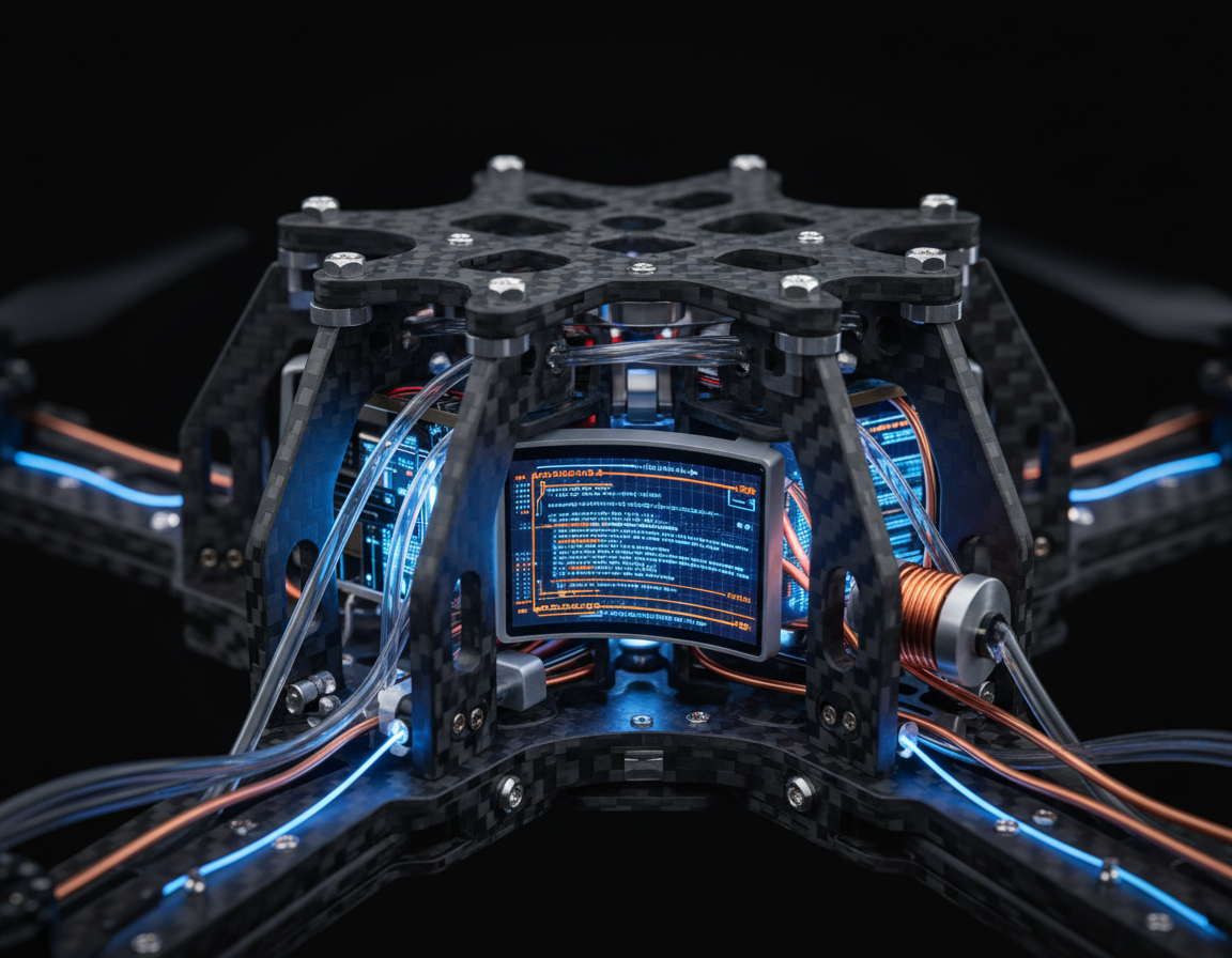 Detail of a drone-carried screen