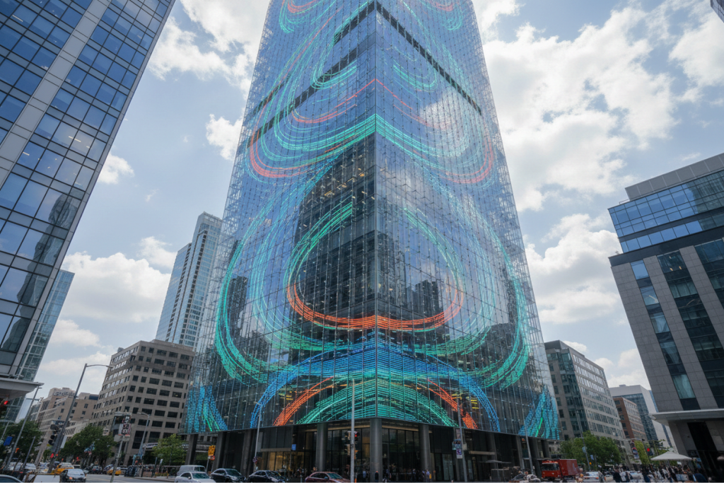 Transparent LED Mesh on Building Facades